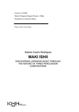 Maki Ishii Discovering Japanese Music Through the Nature of Three Percussion Compositions