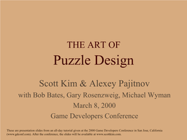 THE ART of Puzzle Game Design