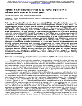 ST8SIA2) Expression in Schizophrenia Superior Temporal Gyrus