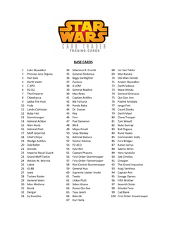 2016 Topps Star Wars Card Trader Checklist