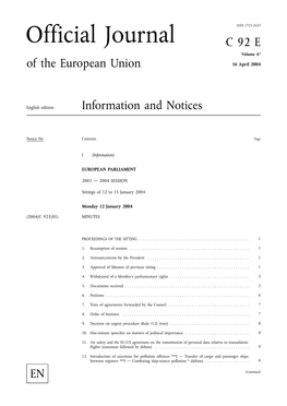 Official Journal C92E Volume 47 of the European Union 16 April 2004