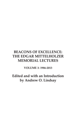 The Edgar Mittelholzer Memorial Lectures