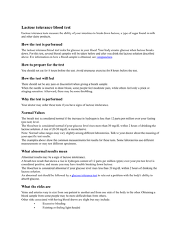 Lactose Tolerance Blood Test