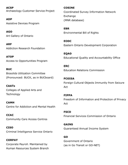 Ontario Government Acronyms