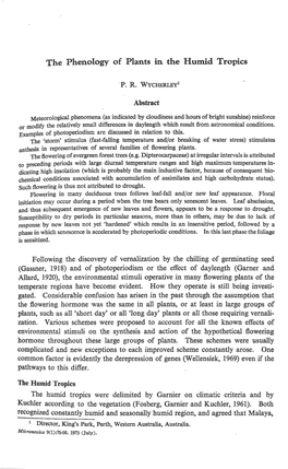 The Phenology of Plants in the Humid Tropics