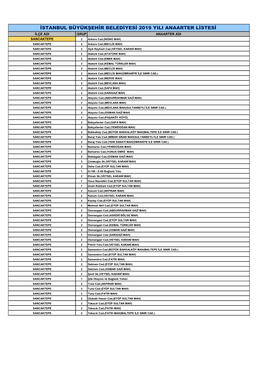 Istanbul Büyükşehir Belediyesi 2019 Yili Anaarter Listesi