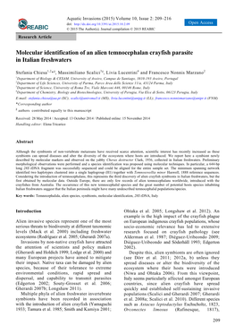 Molecular Identification of an Alien Temnocephalan Crayfish Parasite in Italian Freshwaters