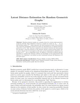 Latent Distance Estimation for Random Geometric Graphs ∗