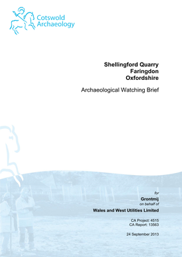 Shellingford Quarry Faringdon Oxfordshire Archaeological