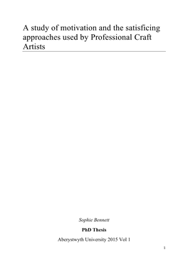 A Study of Motivation and the Satisficing Approaches Used by Professional Craft Artists