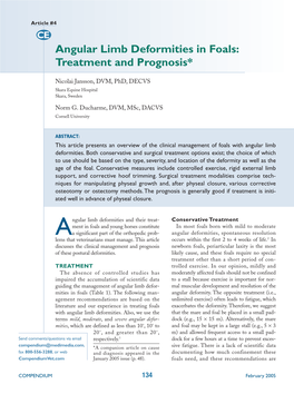 Angular Limb Deformities in Foals: Treatment and Prognosis*