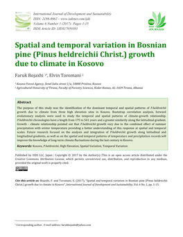 Pinus Heldreichii Christ.) Growth Due to Climate in Kosovo