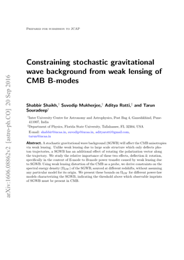 Constraining Stochastic Gravitational Wave Background from Weak Lensing of CMB B-Modes