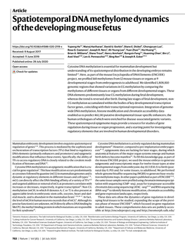 Spatiotemporal DNA Methylome Dynamics of the Developing Mouse Fetus