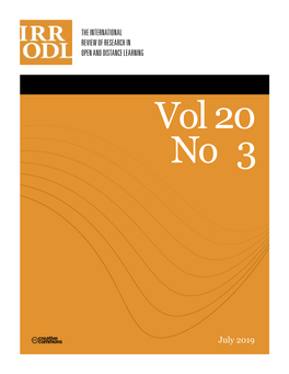 July 2019 International Review of Research in Open and Distributed Learning Volume 20, Number 3