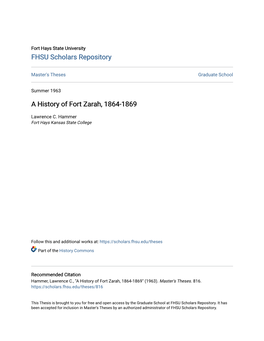 A History of Fort Zarah, 1864-1869