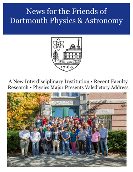 News for the Friends of Dartmouth Physics & Astronomy