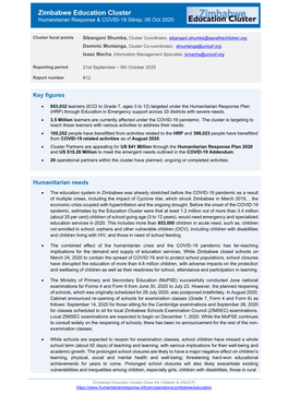 ZIM Education Cluster Situational Report 04