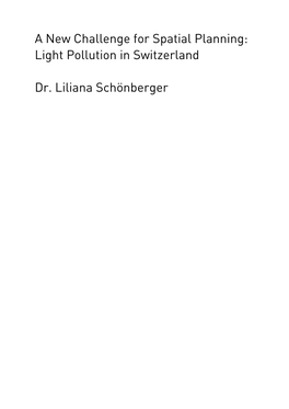 A New Challenge for Spatial Planning: Light Pollution in Switzerland