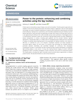 Power to the Protein: Enhancing and Combining Activities Using the Spy Toolbox Cite This: DOI: 10.1039/D0sc01878c