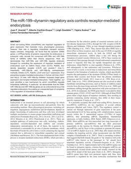 The Mir-199–Dynamin Regulatory Axis Controls Receptor-Mediated Endocytosis Juan F