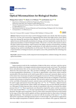 Optical Micromachines for Biological Studies