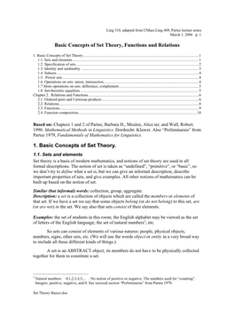 Basic Concepts of Set Theory, Functions and Relations 1. Basic