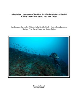 A Preliminary Assessment of Exploited Reef-Fish Populations at Kamiali Wildlife Management Area, Papua New Guinea