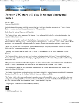 Former USC Stars Will Play in Women's Inaugural Match