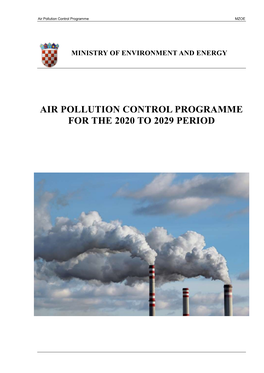 Air Pollution Control Programme for the 2020 to 2029 Period