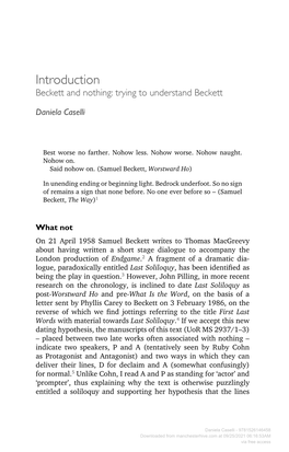 Beckett and Nothing: Trying to Understand Beckett