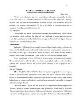 Samuel Morse's Telegraph