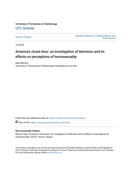 America's Closet Door: an Investigation of Television and Its Effects on Perceptions of Homosexuality