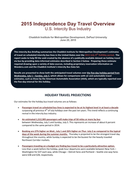 Independence Day Travel Overview U.S