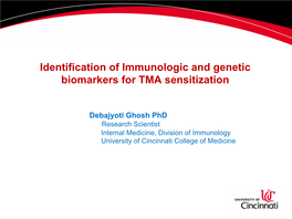 Identification of Immunologic and Genetic Biomarkers for TMA Sensitization