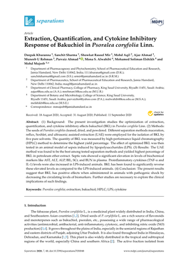 Extraction, Quantification, and Cytokine Inhibitory Response Of