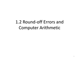 1.2 Round-Off Errors and Computer Arithmetic