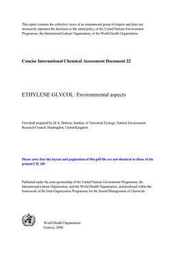 ETHYLENE GLYCOL: Environmental Aspects