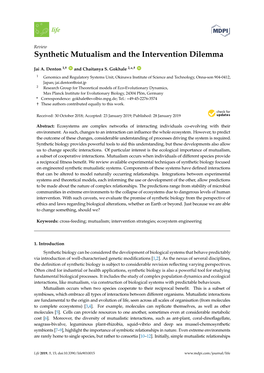 Synthetic Mutualism and the Intervention Dilemma