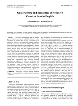 On Structure and Semantics of Reflexive Constructions in English