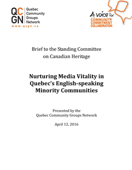 Nurturing Media Vitality in Quebec's English-Speaking Minority