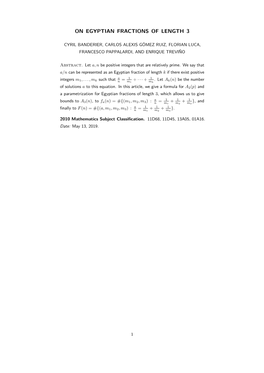 On Egyptian Fractions of Length 3