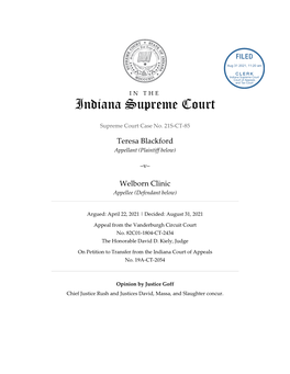 Teresa Blackford V. Welborn Clinic