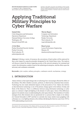 Applying Traditional Military Principles to Cyber Warfare