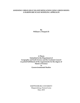 Assessing Urban Heat Island Mitigation Using Green Roofs: a Hardware Scale Modeling Approach