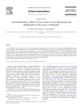 Anti-Inflammatory Effects of Leucosidea Sericea