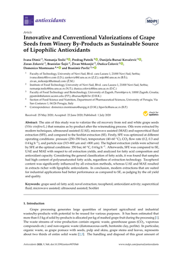 Innovative and Conventional Valorizations of Grape Seeds from Winery By-Products As Sustainable Source of Lipophilic Antioxidants