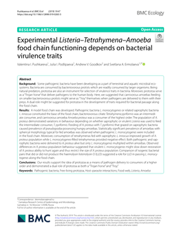 Experimental Listeria–Tetrahymena–Amoeba Food Chain Functioning Depends on Bacterial Virulence Traits Valentina I