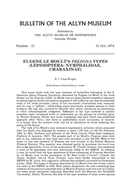 Eugene Le Moult's Prepona Types (Lepidoptera: Nymphalidae, Charaxinae)