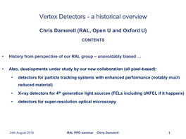 Vertex Detectors - a Historical Overview